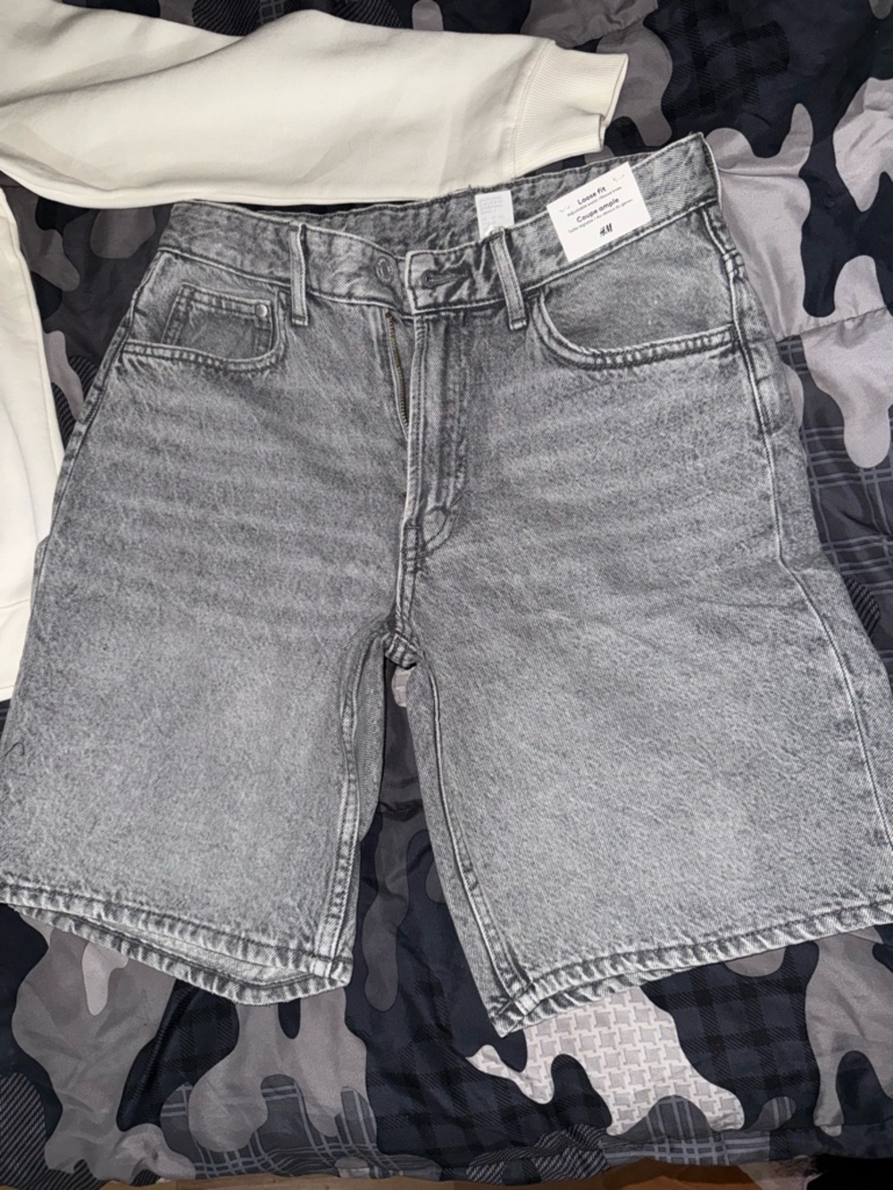 H&M Washed Light Gray Denim Men's Shorts